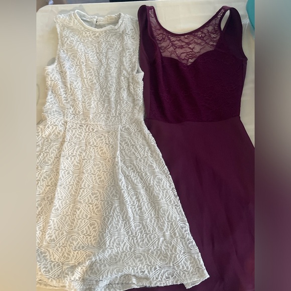 Dresses & Skirts - Lot of 2 Dresses: White Lace Dress Small and H&M Burgundy Dress Size 2
